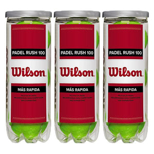 3 tubes de 3 balles de padel rush 100 wilson