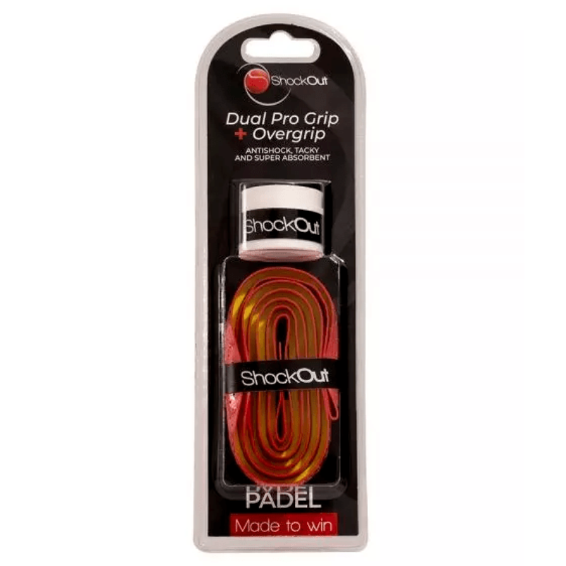 SHOCKOUT DUAL PRO GRIP + OVERGRIP ANTI VIBRAZIONE TRASPIRANTE PADEL PER Pala Racchetta Paddle Tennis Bianco Arancione SHOCKOUT DUAL PRO GRIP + OVERGRIP ANTI VIBRAZIONE TRASPIRANTE PADEL PER Pala Racchetta Paddle Tennis Bianco Arancione